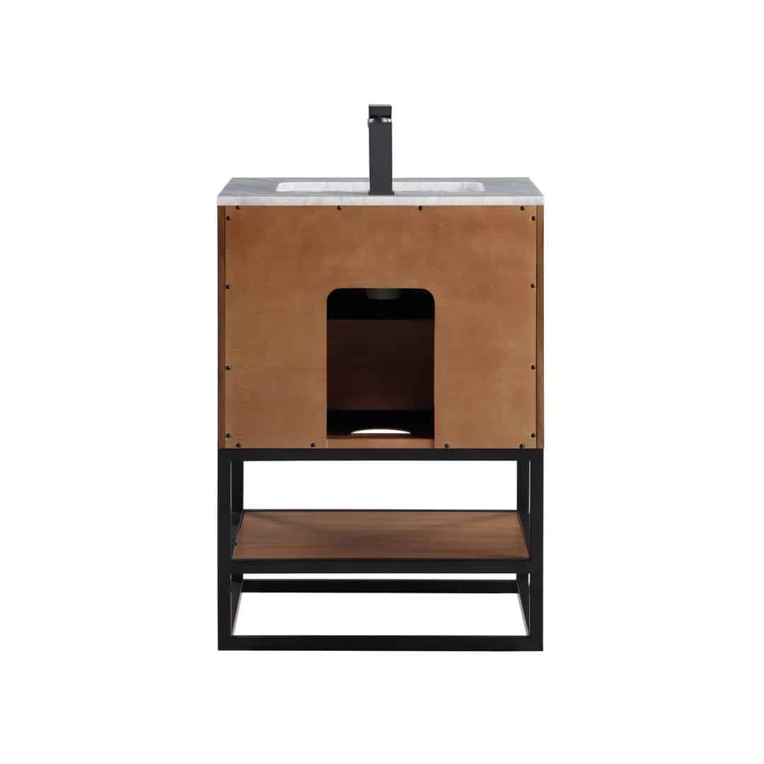 Bemma Terra 24" Single Bathroom Vanity Set Walnut with Matte Black Trim