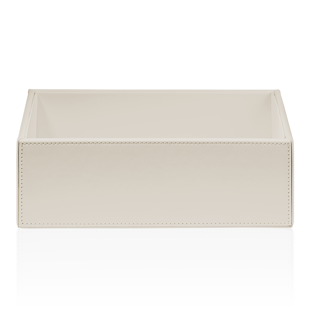 artificial leather beige utensil box big