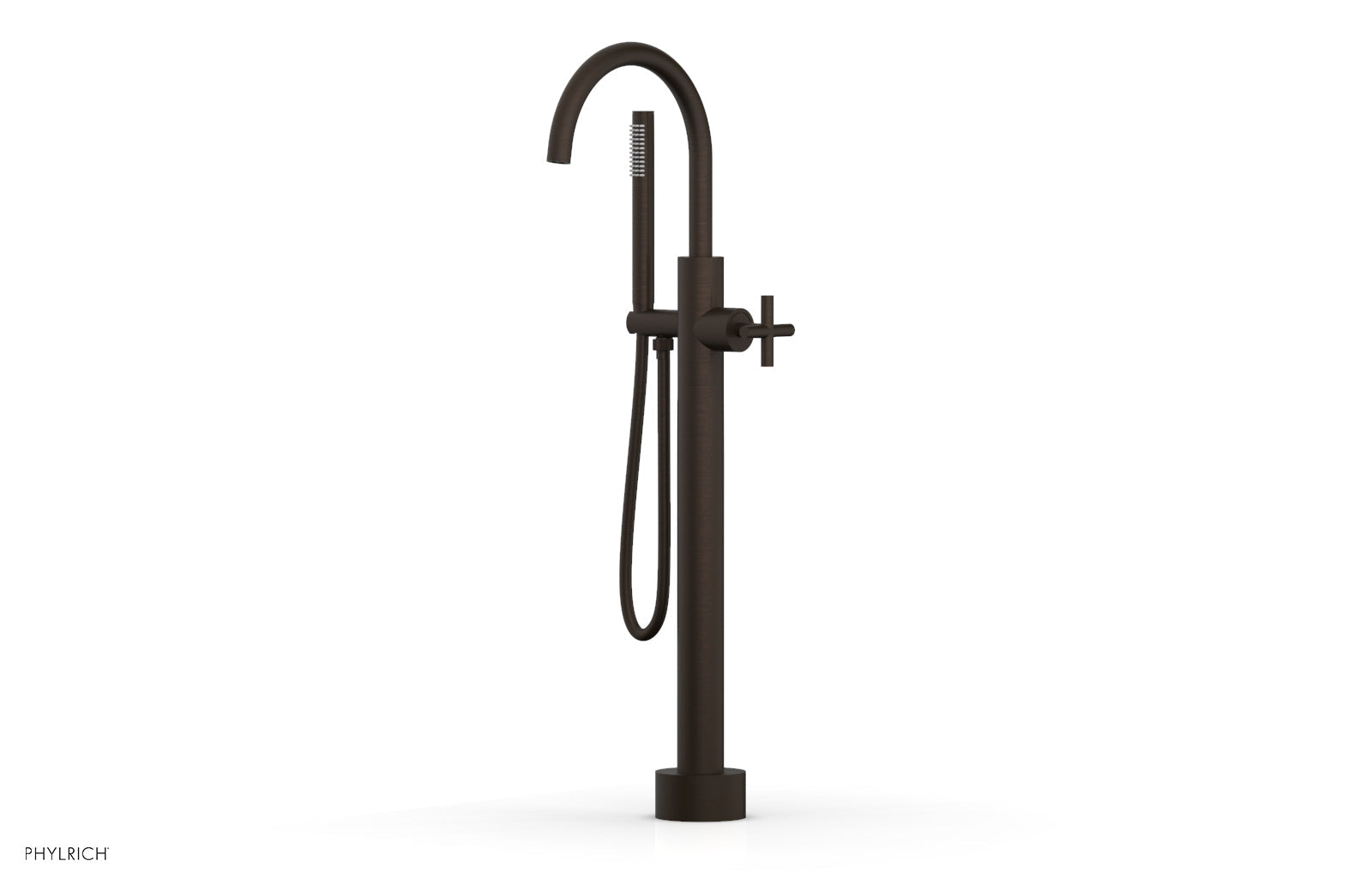 Phylrich TRANSITION Low Floor Mount Tub Filler - Cross Handle with Hand Shower