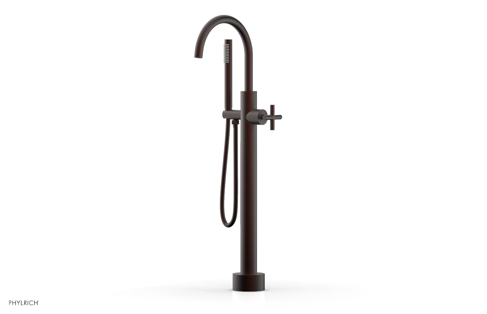 Phylrich TRANSITION Low Floor Mount Tub Filler - Cross Handle with Hand Shower