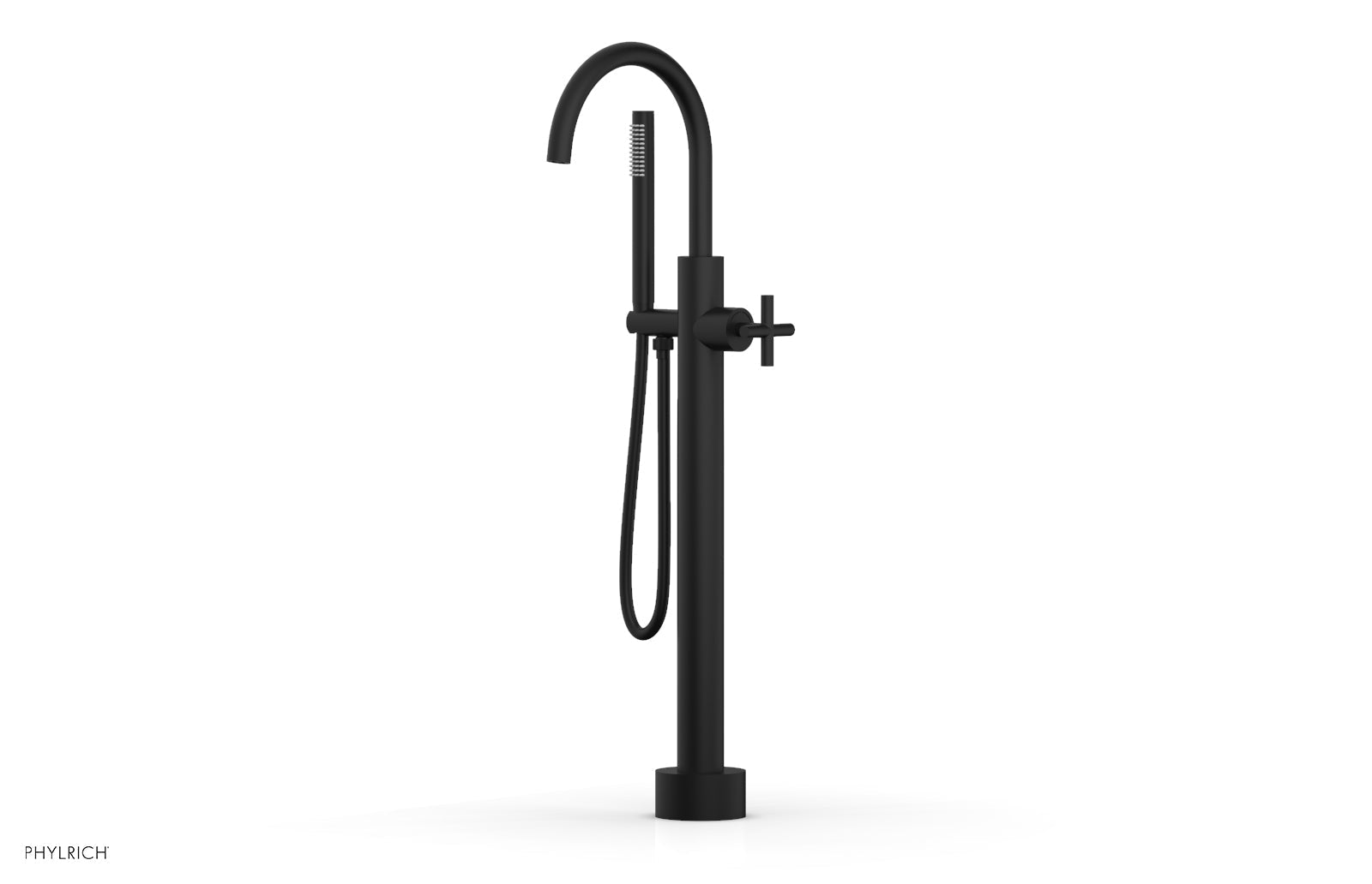 Phylrich TRANSITION Low Floor Mount Tub Filler - Cross Handle with Hand Shower