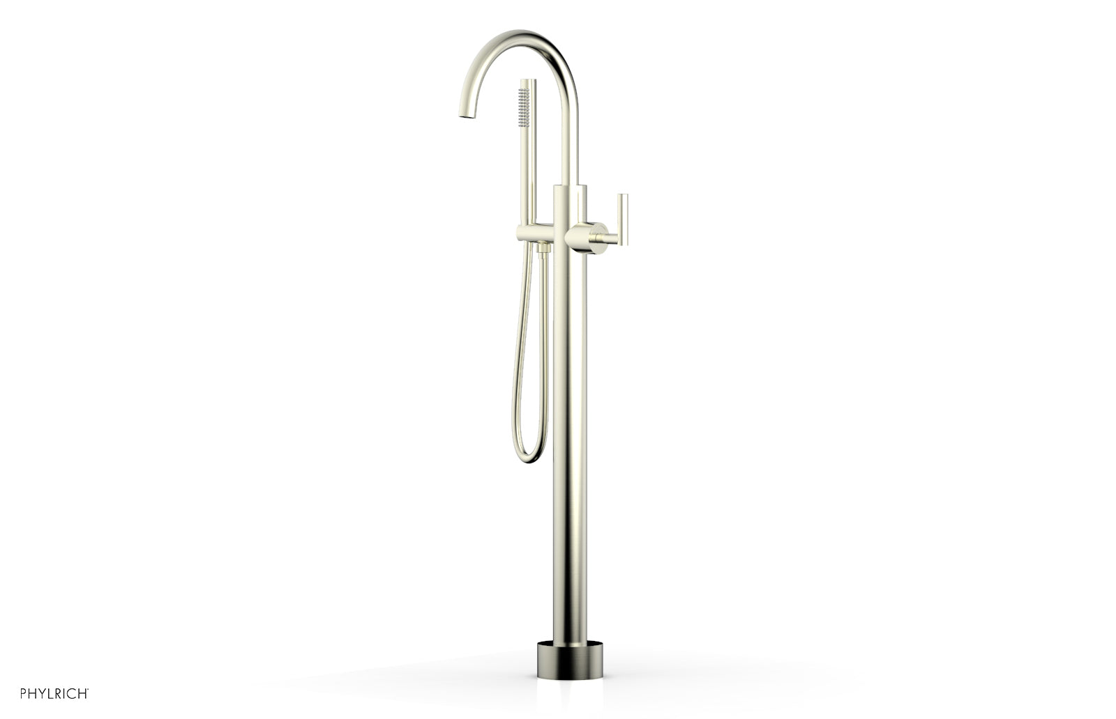 Phylrich TRANSITION Tall Floor Mount Tub Filler - Lever Handle with Hand Shower