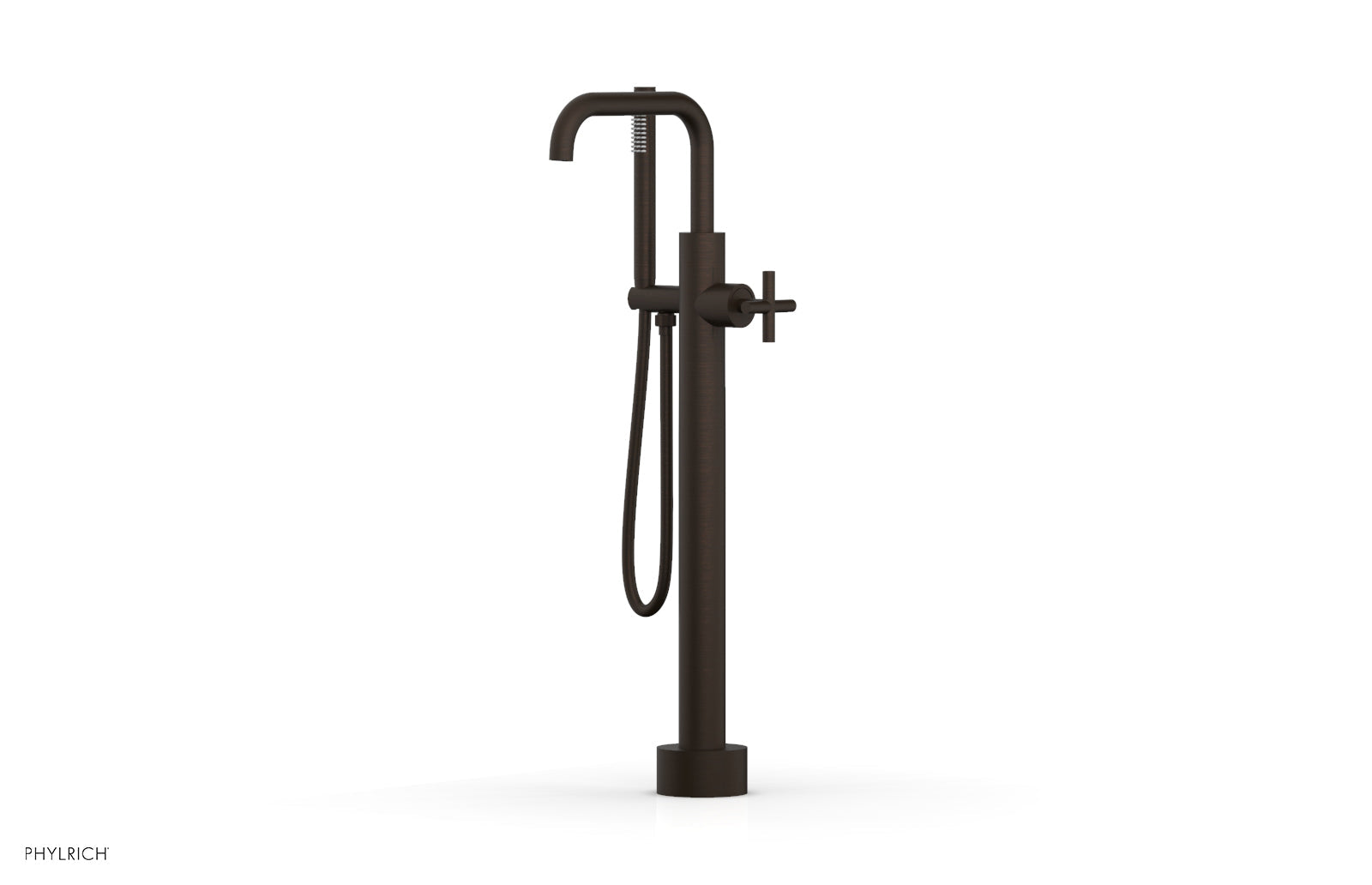 Phylrich TRANSITION Low Floor Mount Tub Filler - Cross Handle with Hand Shower