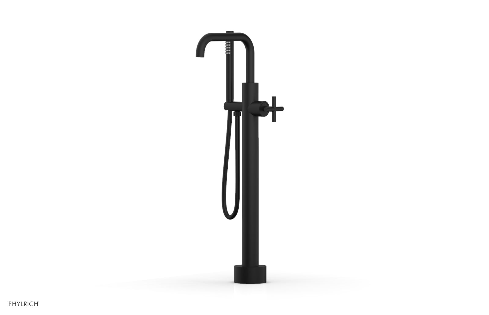 Phylrich TRANSITION Low Floor Mount Tub Filler - Cross Handle with Hand Shower
