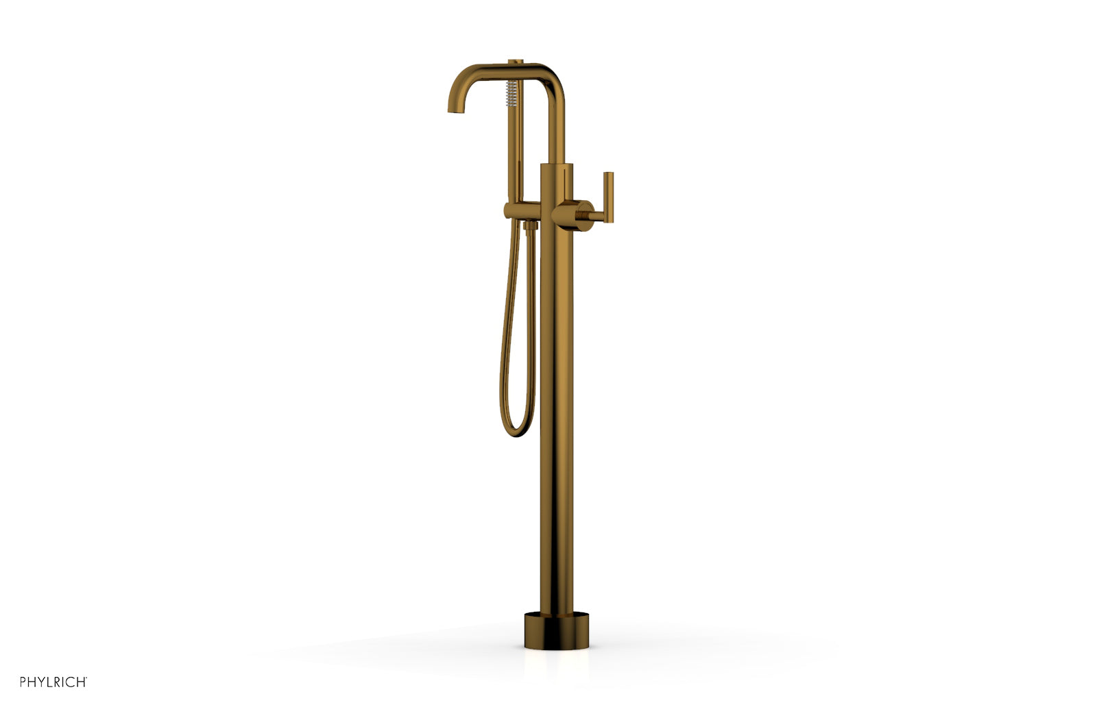 Phylrich TRANSITION Tall Floor Mount Tub Filler - Lever Handle with Hand Shower