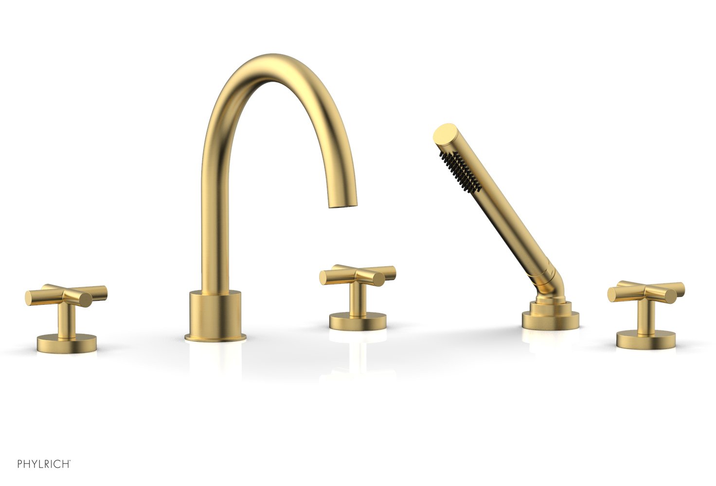 Phylrich TRANSITION Deck Tub Set with Hand Shower - Cross Handles
