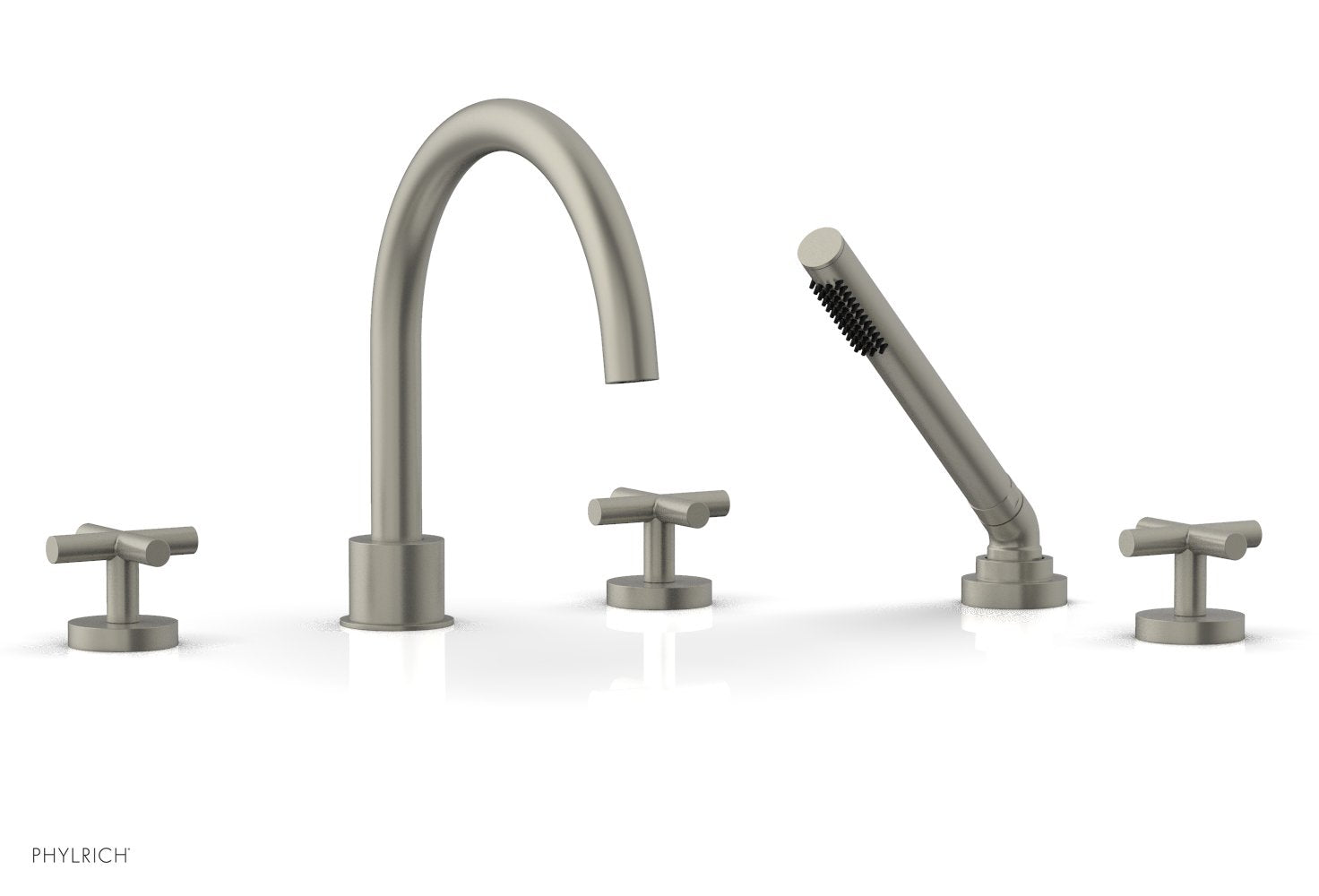 Phylrich TRANSITION Deck Tub Set with Hand Shower - Cross Handles