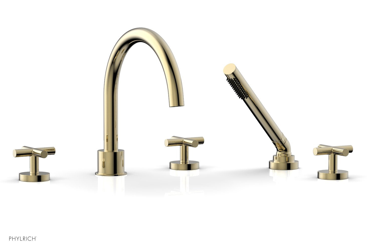 Phylrich TRANSITION Deck Tub Set with Hand Shower - Cross Handles