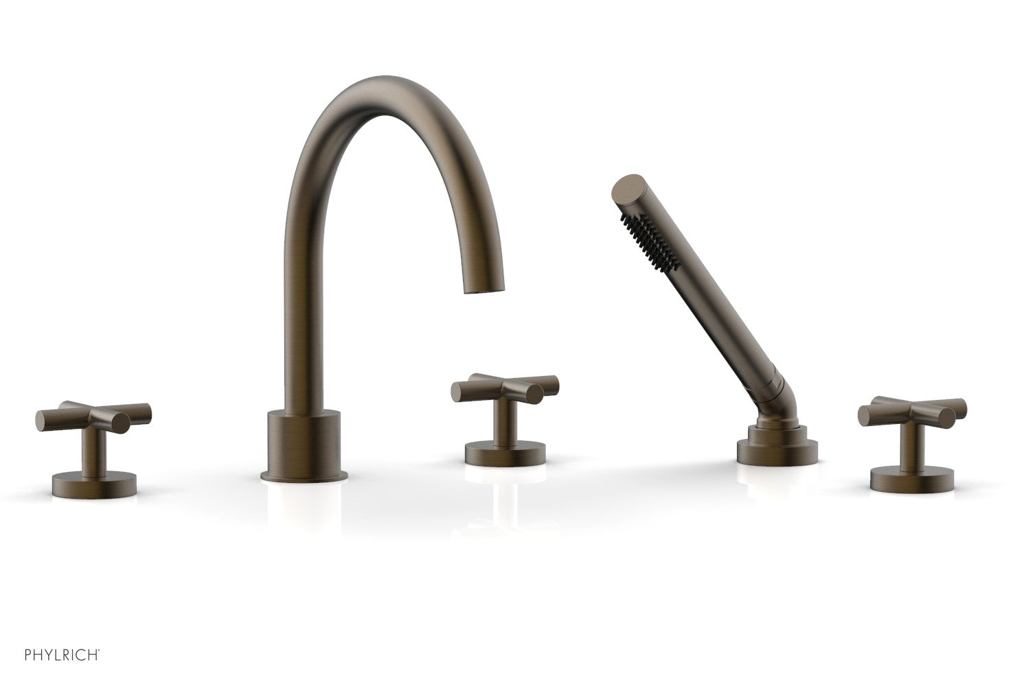Phylrich TRANSITION Deck Tub Set with Hand Shower - Cross Handles