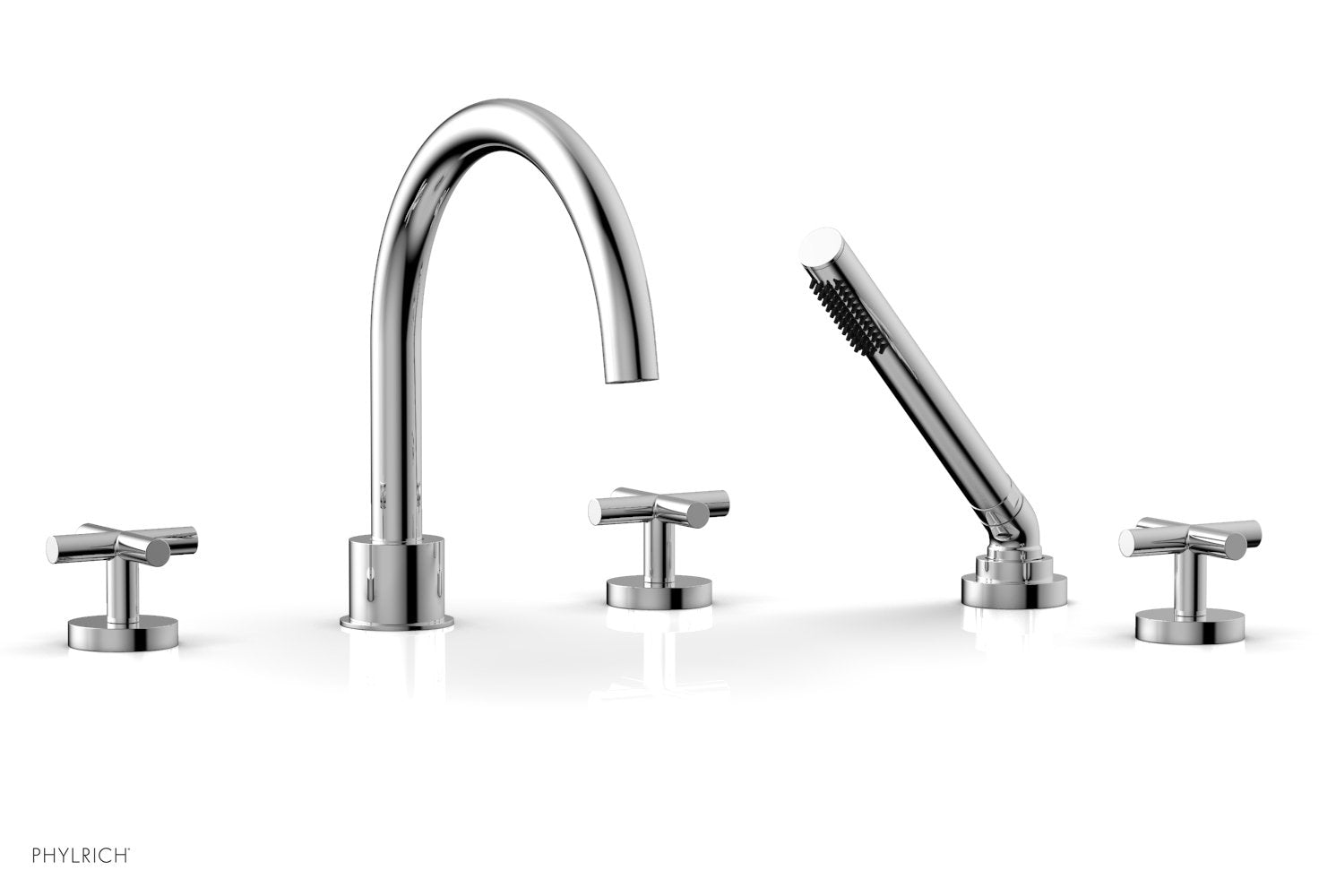 polished chrome deck tub set