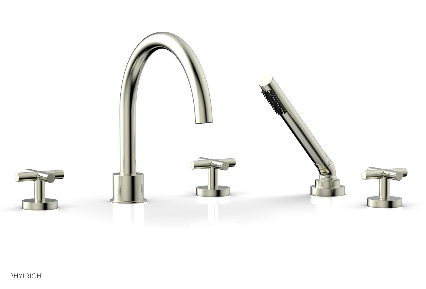 Phylrich TRANSITION Deck Tub Set with Hand Shower - Cross Handles