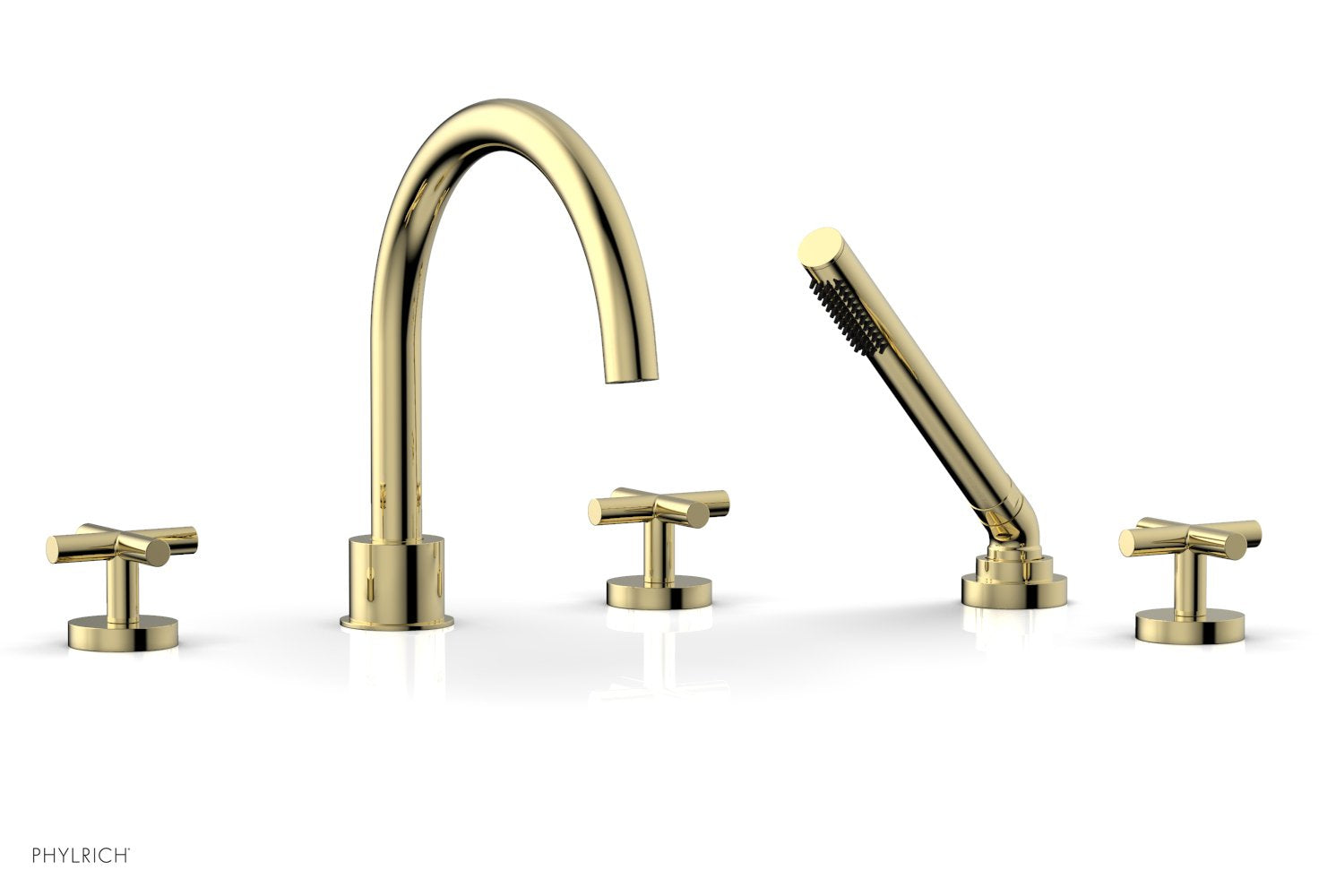 Phylrich TRANSITION Deck Tub Set with Hand Shower - Cross Handles