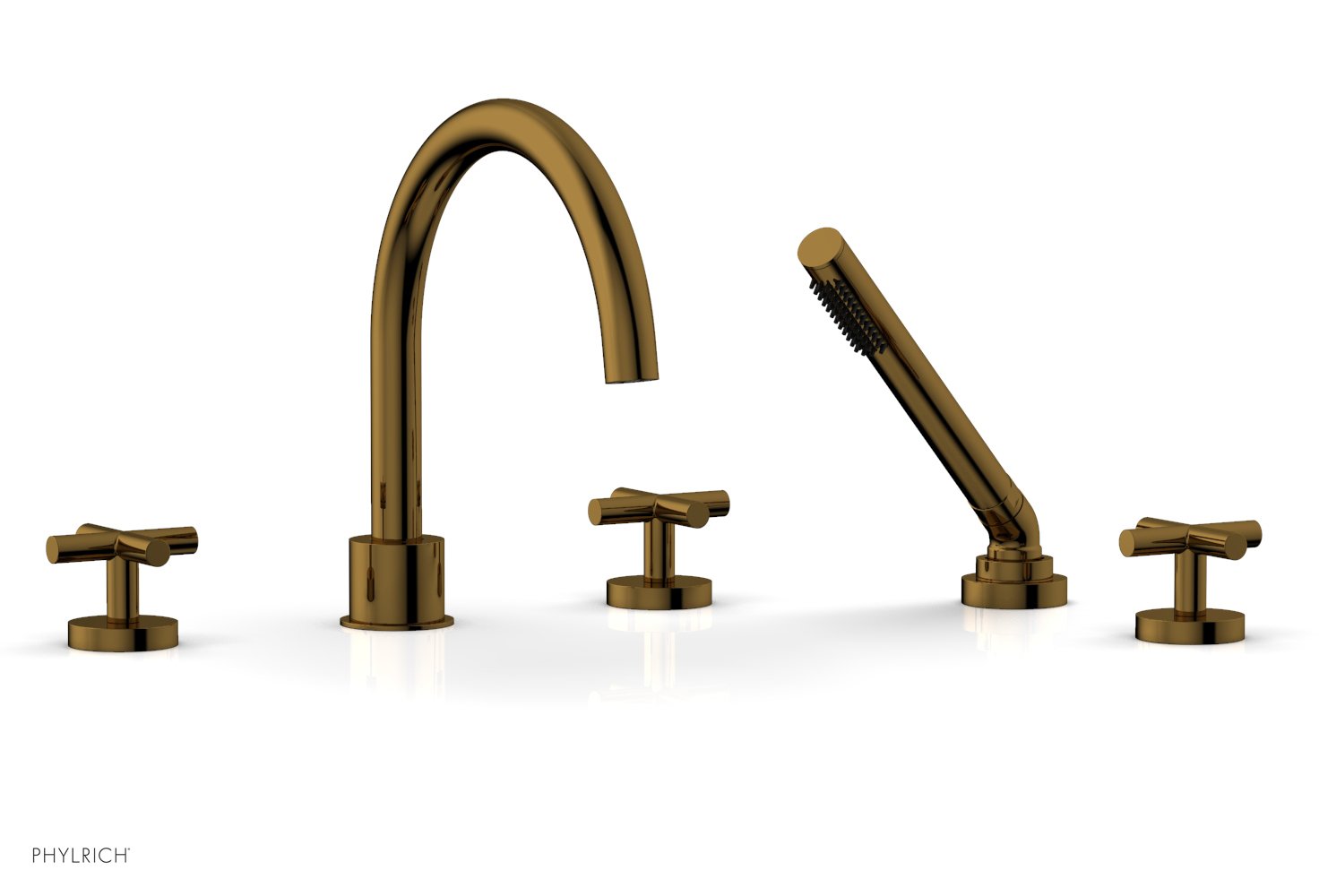 Phylrich TRANSITION Deck Tub Set with Hand Shower - Cross Handles