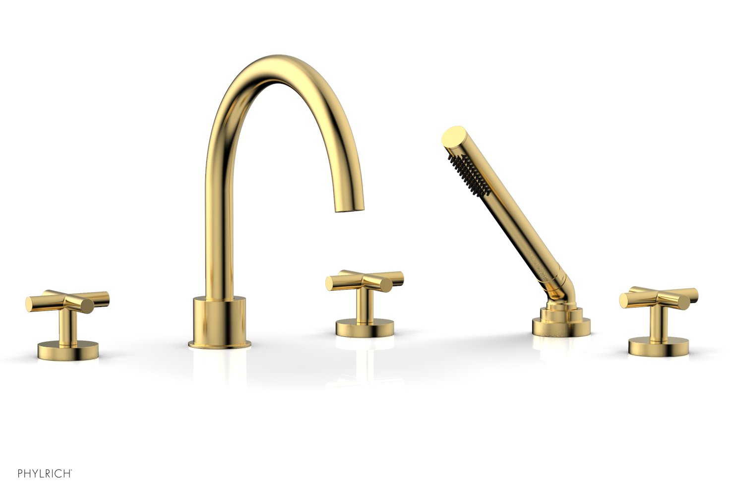 Phylrich TRANSITION Deck Tub Set with Hand Shower - Cross Handles