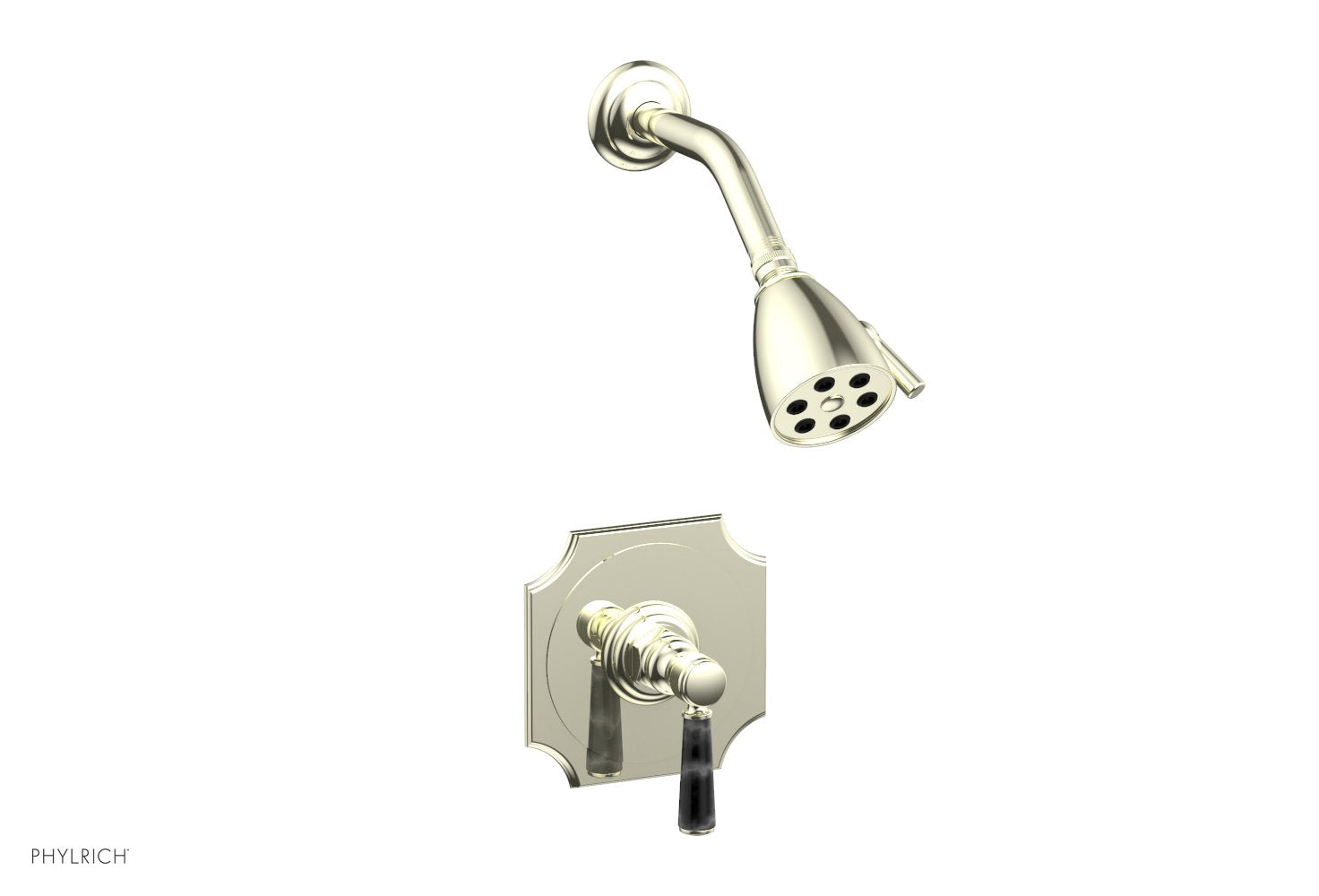 Phylrich HENRI Pressure Balance Shower Set - Black Marble Handle