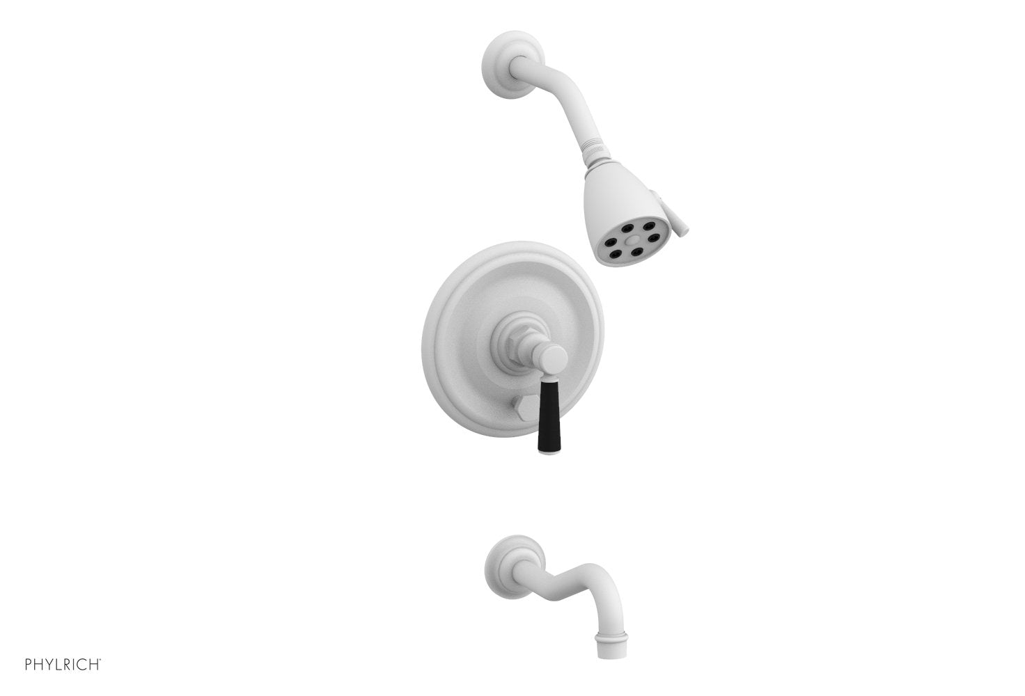 Phylrich HENRI Pressure Balance Tub and Shower Set - Satin Black Lever Handle