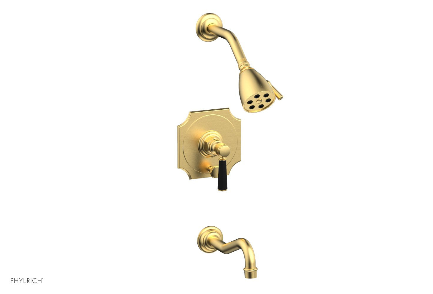 Phylrich HENRI Pressure Balance Tub and Shower Set - Satin Black Lever Handle