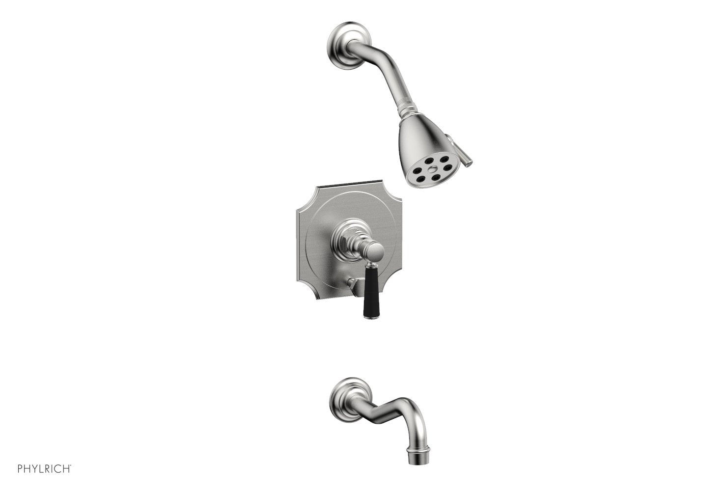 Phylrich HENRI Pressure Balance Tub and Shower Set - Satin Black Lever Handle