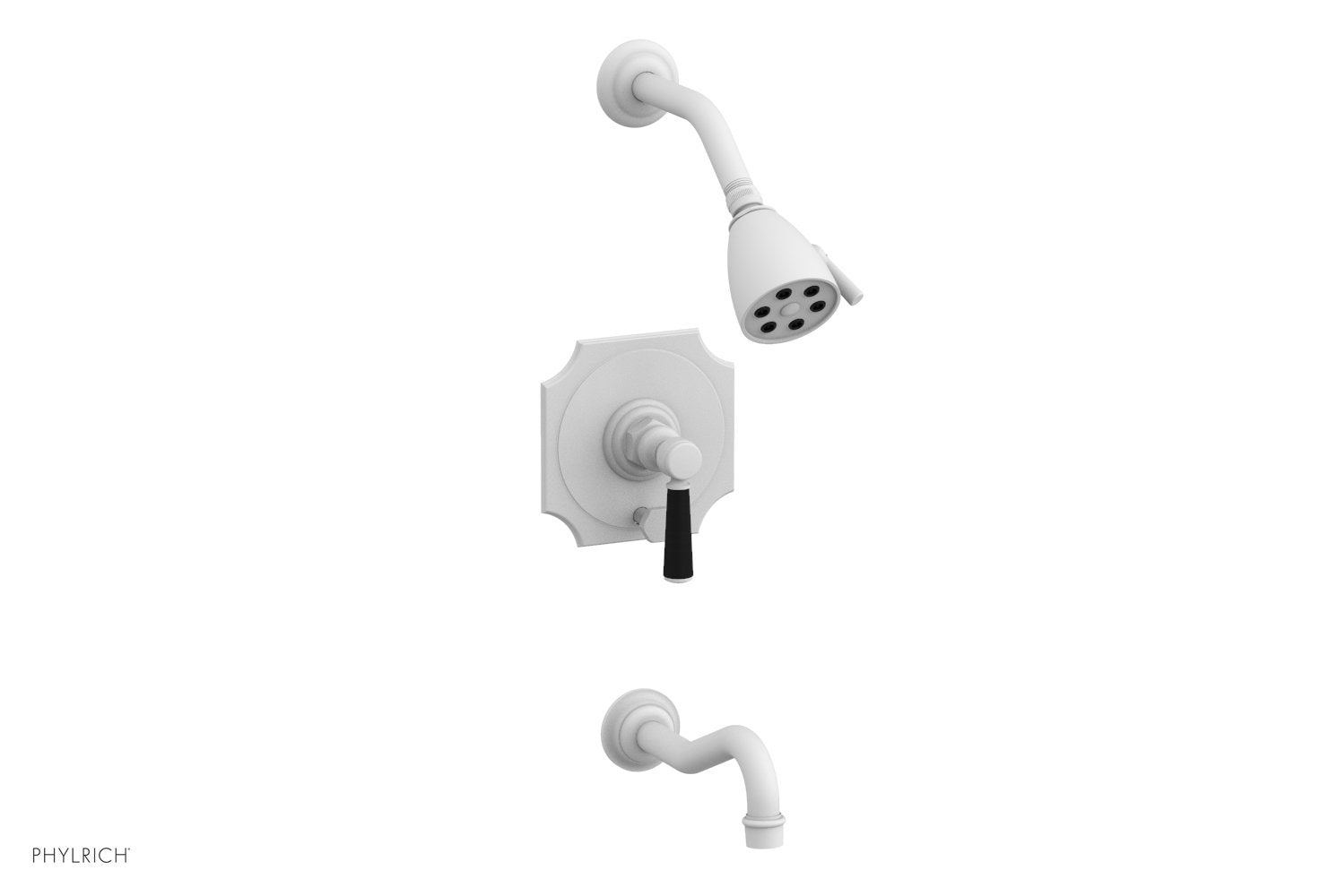 Phylrich HENRI Pressure Balance Tub and Shower Set - Satin Black Lever Handle