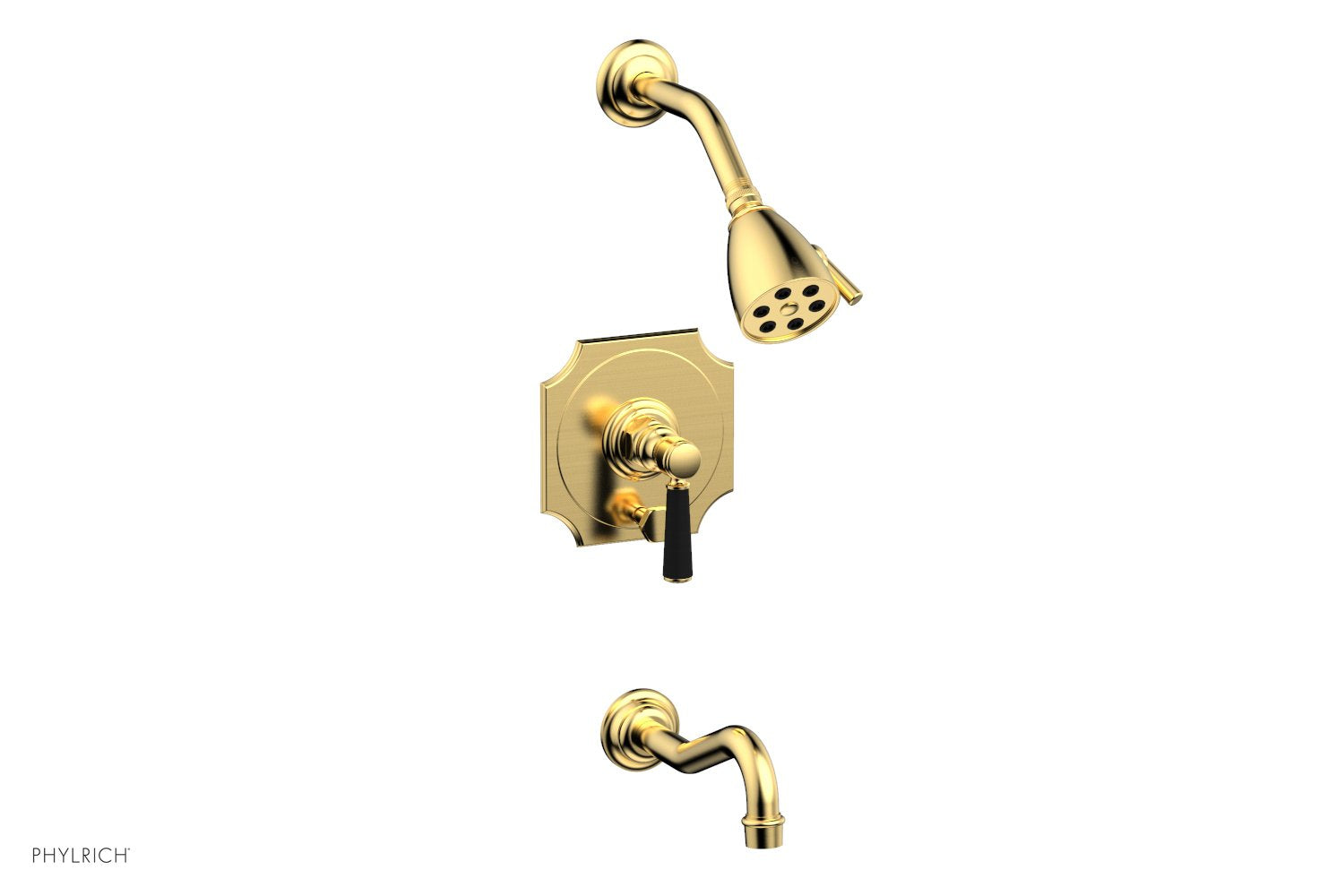 Phylrich HENRI Pressure Balance Tub and Shower Set - Satin Black Lever Handle