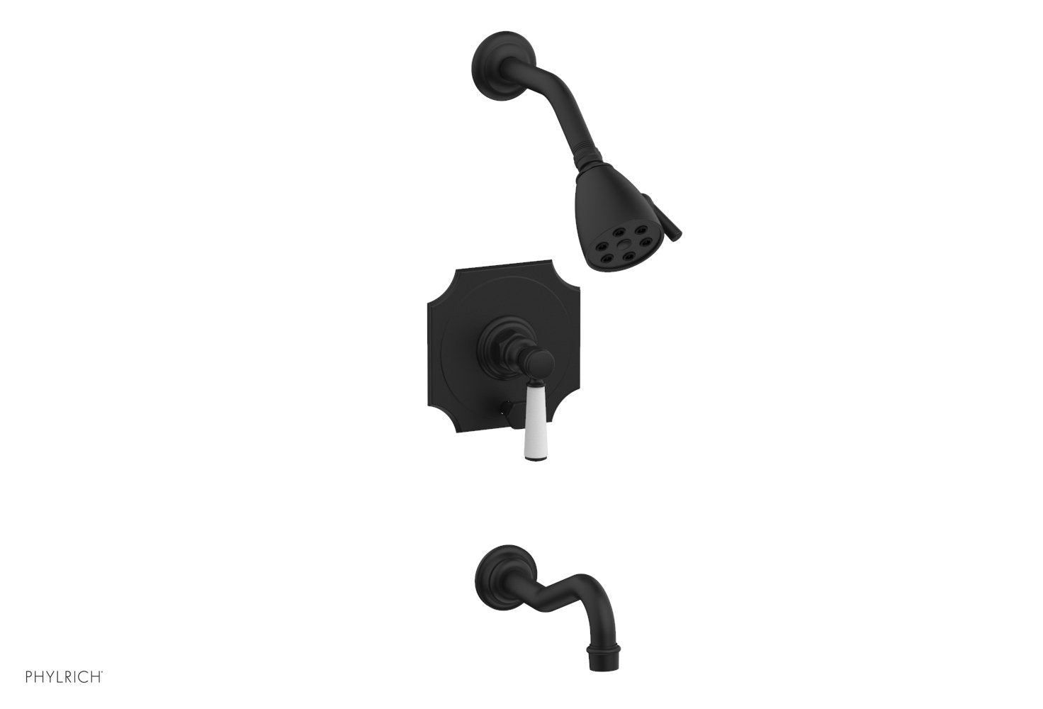 Phylrich HENRI Pressure Balance Tub and Shower Set - Satin White Lever Handle