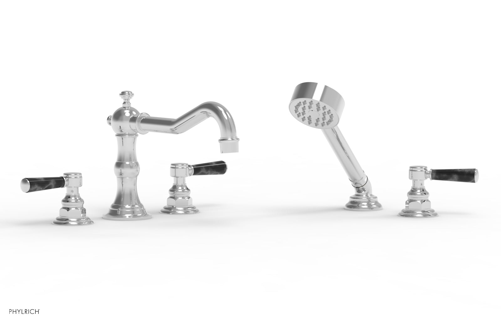 polished chrome deck tub set