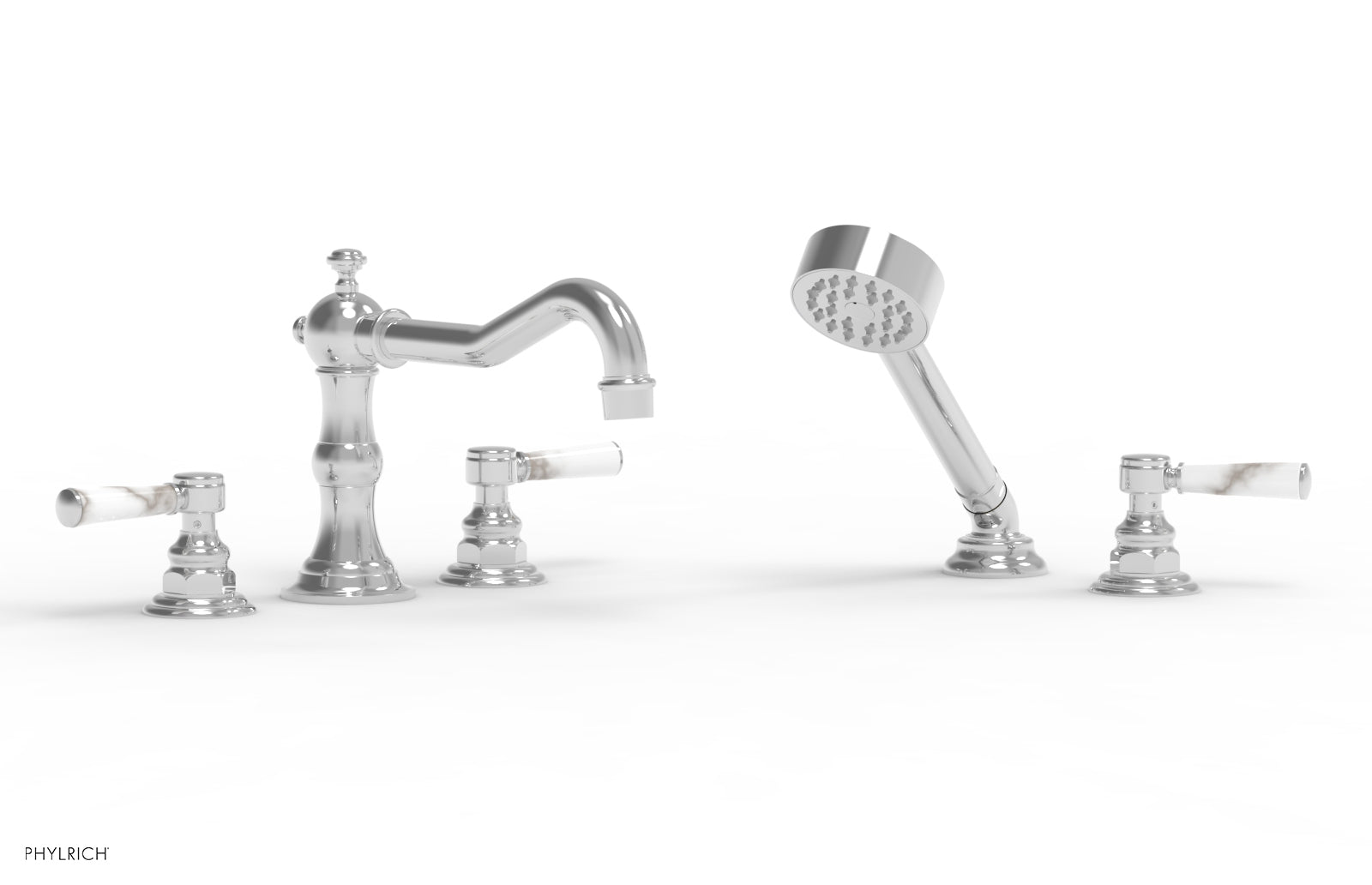 polished chrome deck tub set