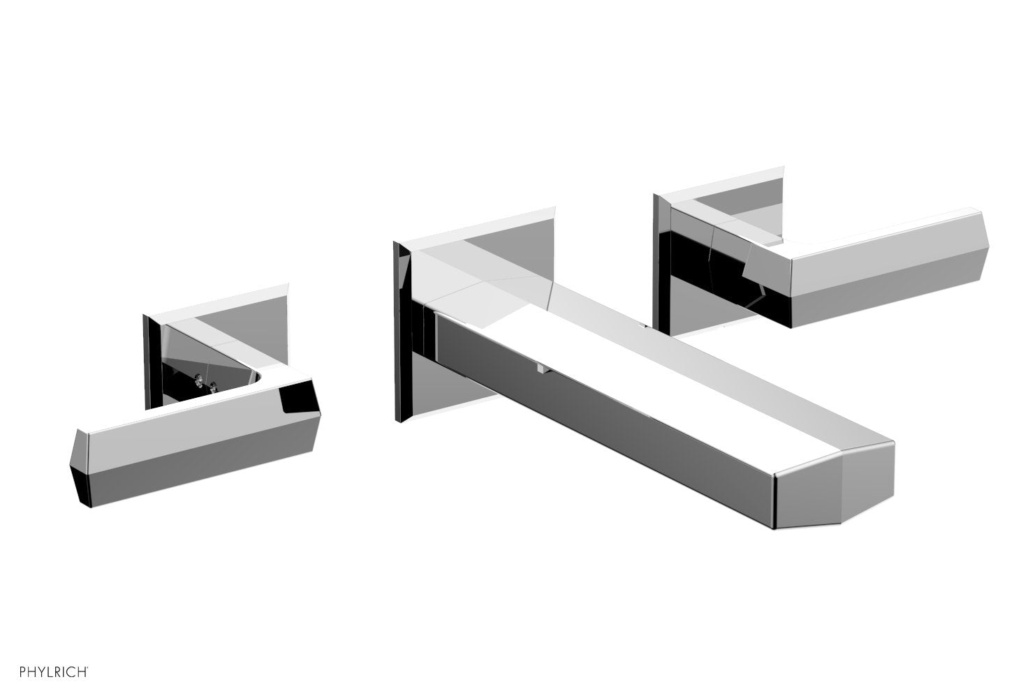 polished chrome wall tub set