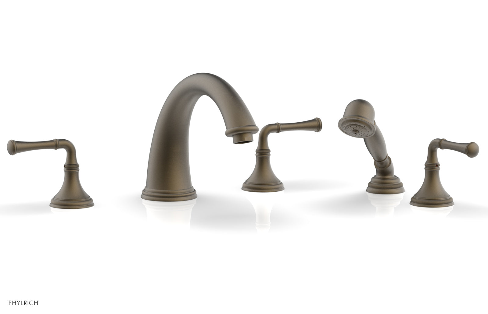 Phylrich COINED Deck Tub Set with Hand Shower - Lever Handles