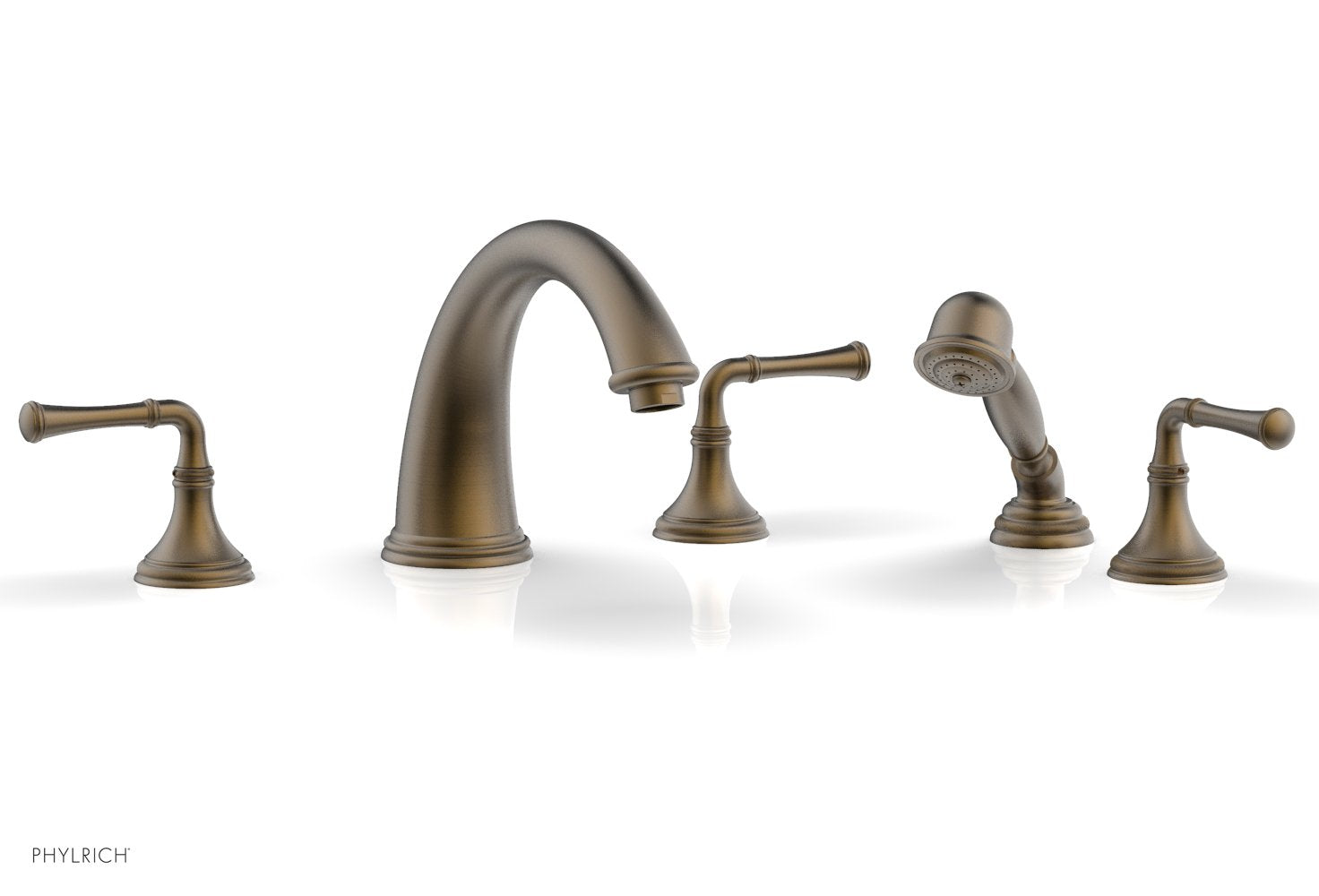 Phylrich COINED Deck Tub Set with Hand Shower - Lever Handles