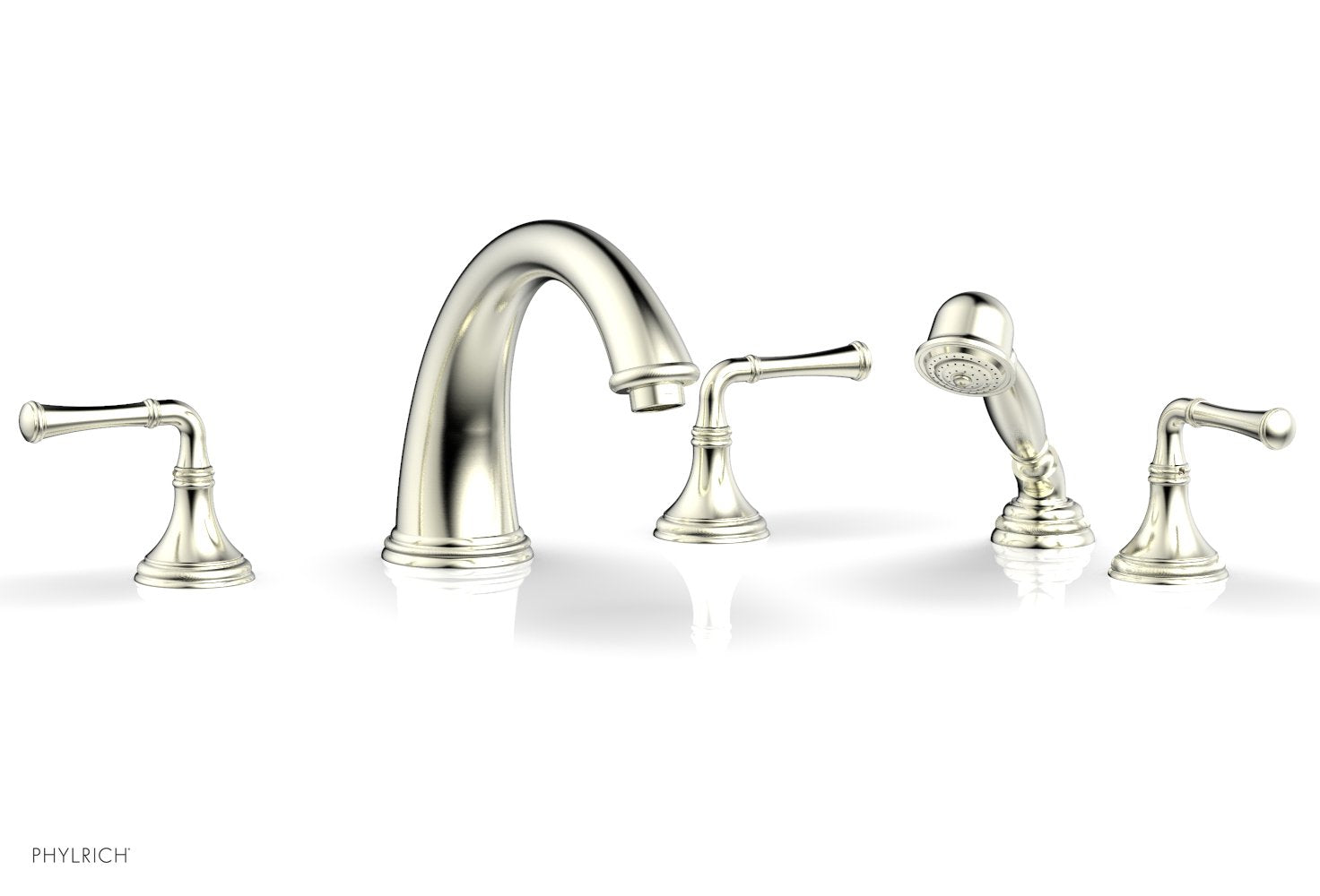 Phylrich COINED Deck Tub Set with Hand Shower - Lever Handles