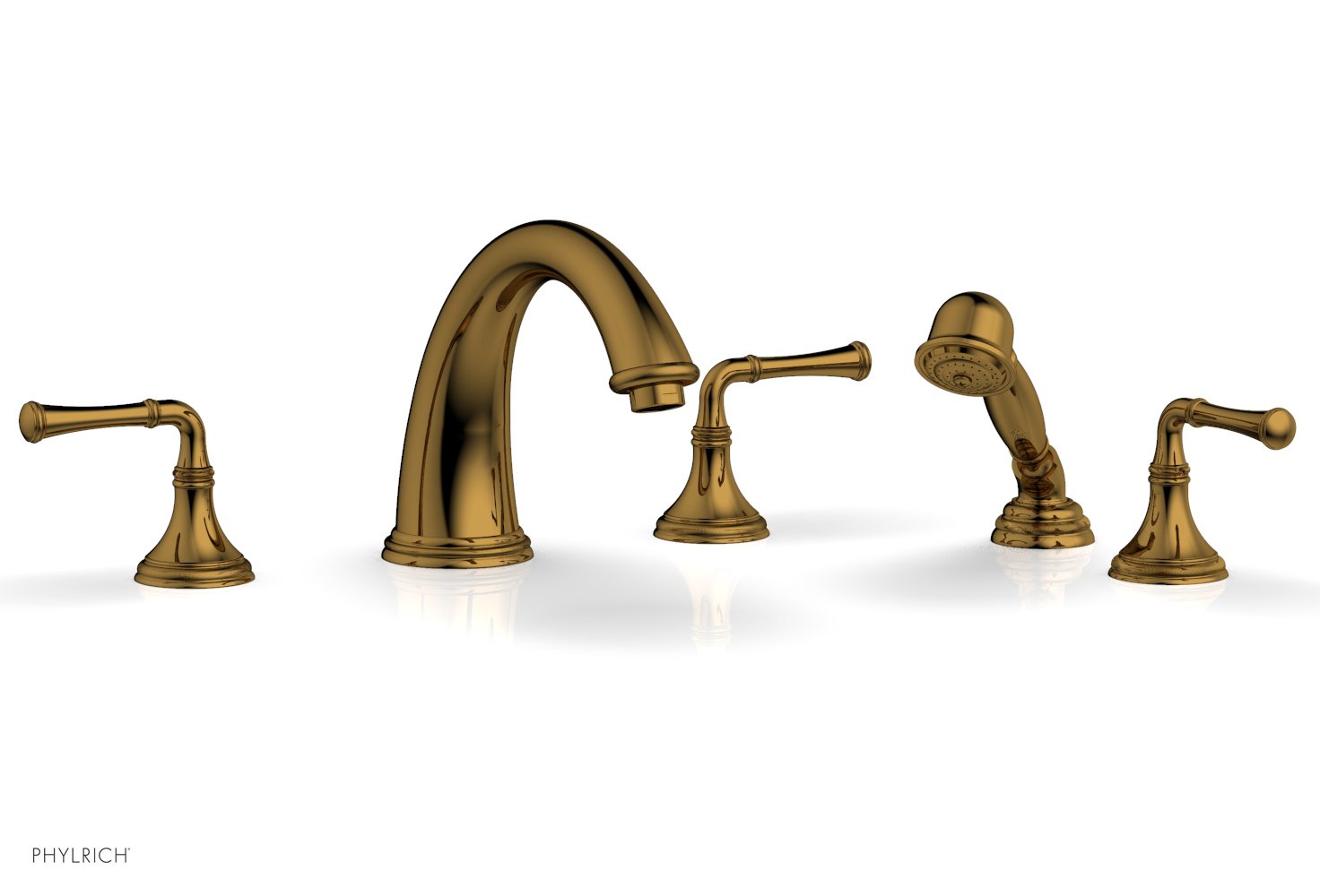 Phylrich COINED Deck Tub Set with Hand Shower - Lever Handles