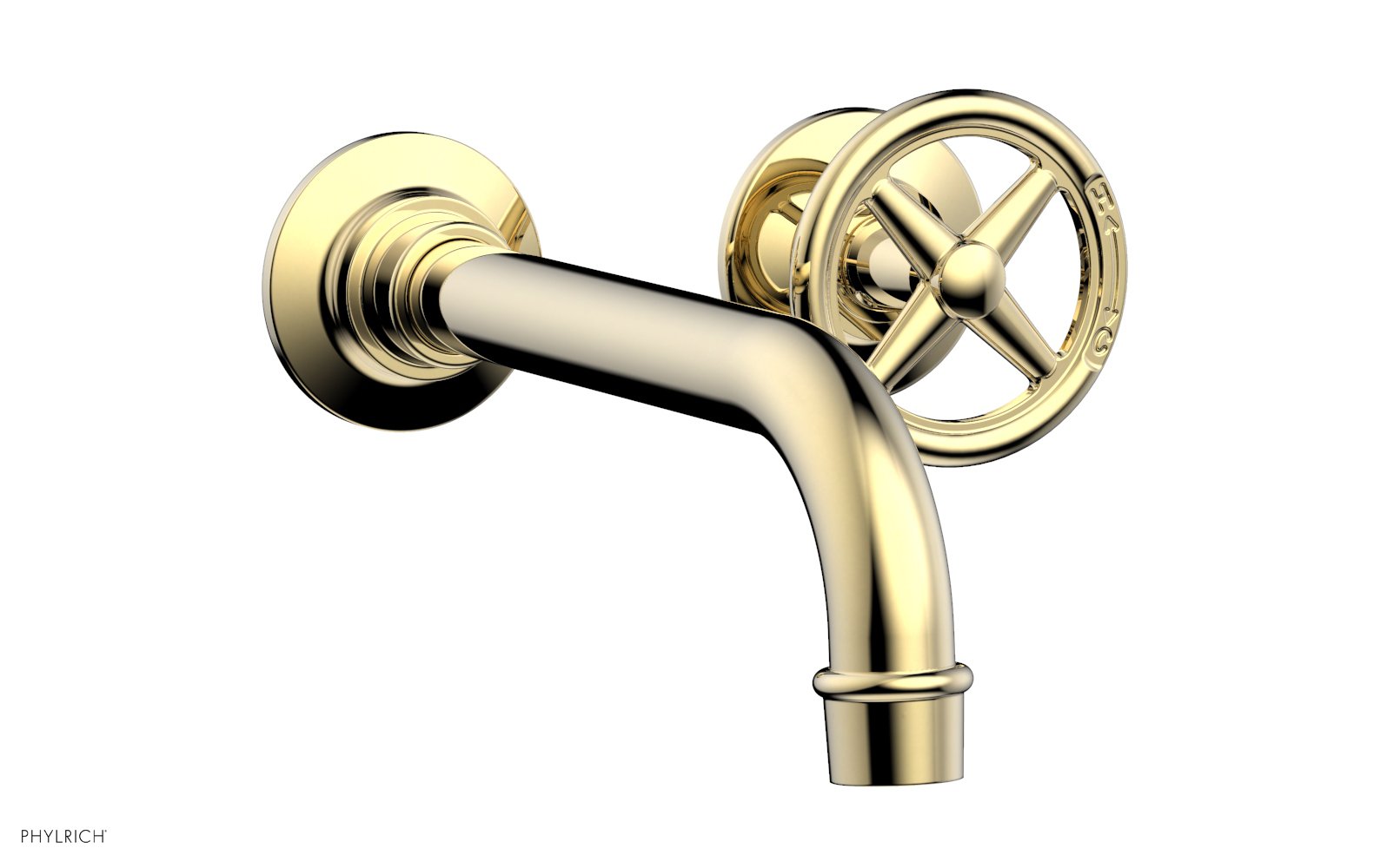 Phylrich WORKS Single Handle Wall Lavatory Set - Cross Handles