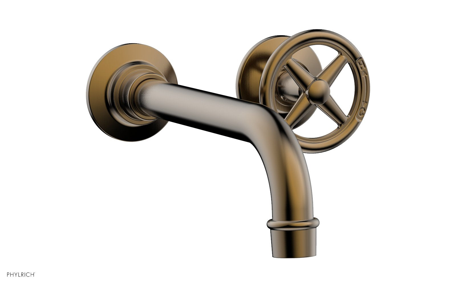 Phylrich WORKS Single Handle Wall Lavatory Set - Cross Handles