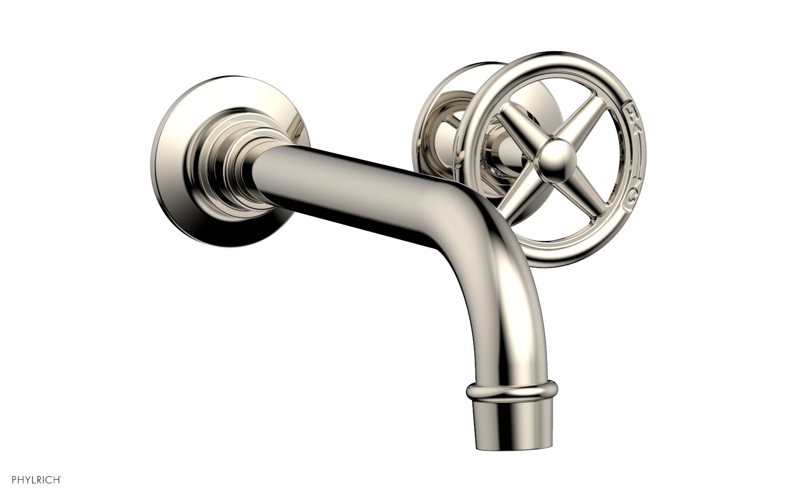 Phylrich WORKS Single Handle Wall Lavatory Set - Cross Handles