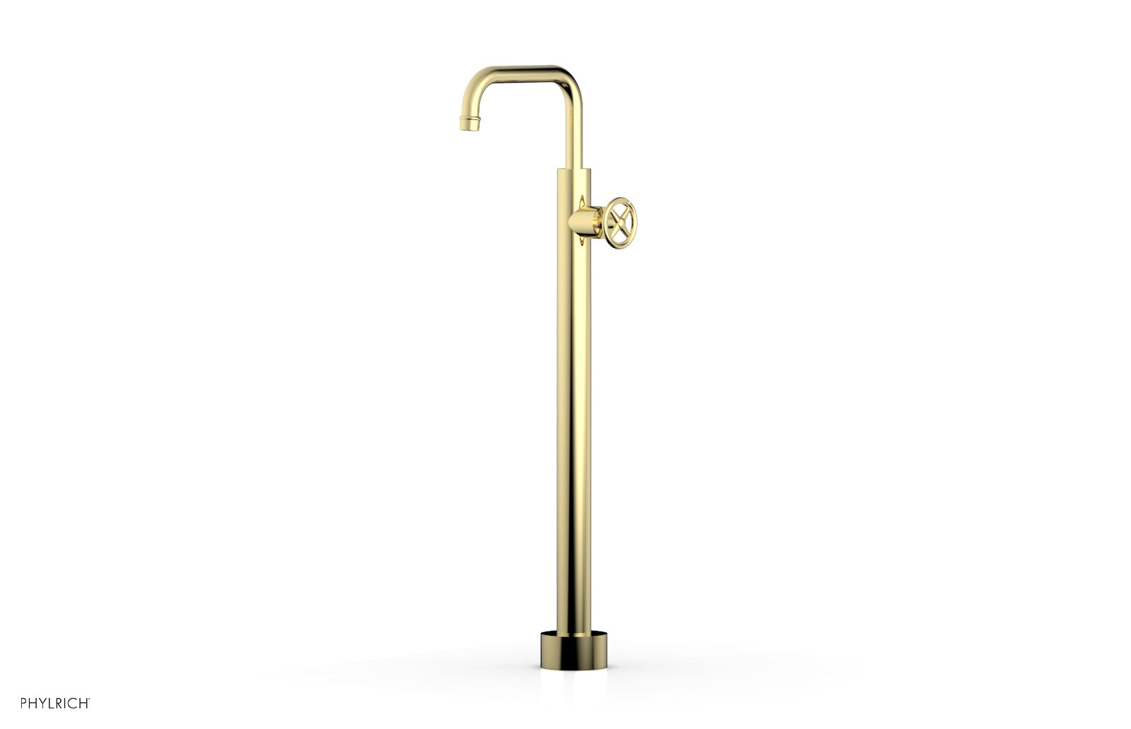 Phylrich WORKS Tall Floor Mount Tub Filler - Cross Handle
