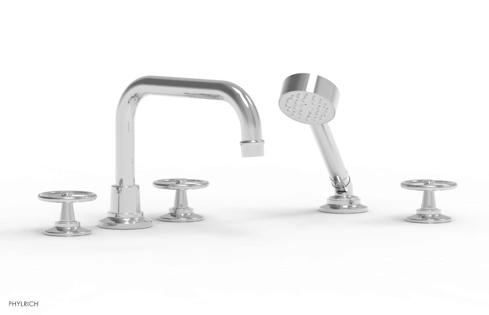 polished chrome deck tub set