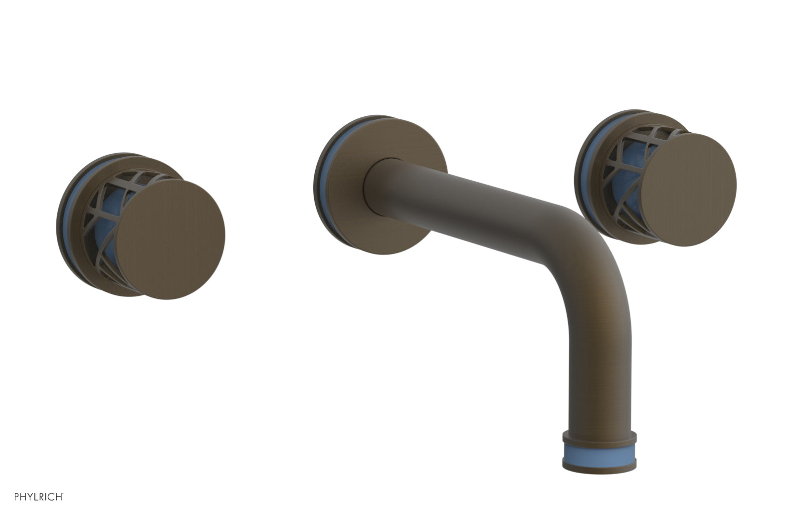 Phylrich JOLIE Wall Tub Set - Round Handles with "Light Blue" Accents