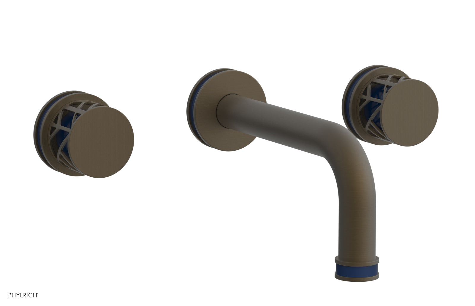 Phylrich JOLIE Wall Tub Set - Round Handles with "Navy Blue" Accents
