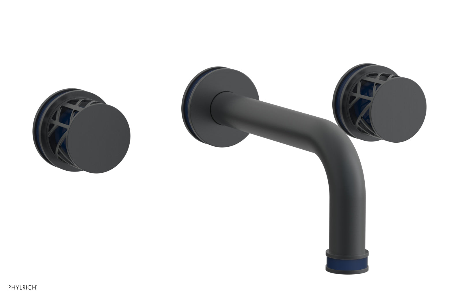 Phylrich JOLIE Wall Tub Set - Round Handles with "Navy Blue" Accents