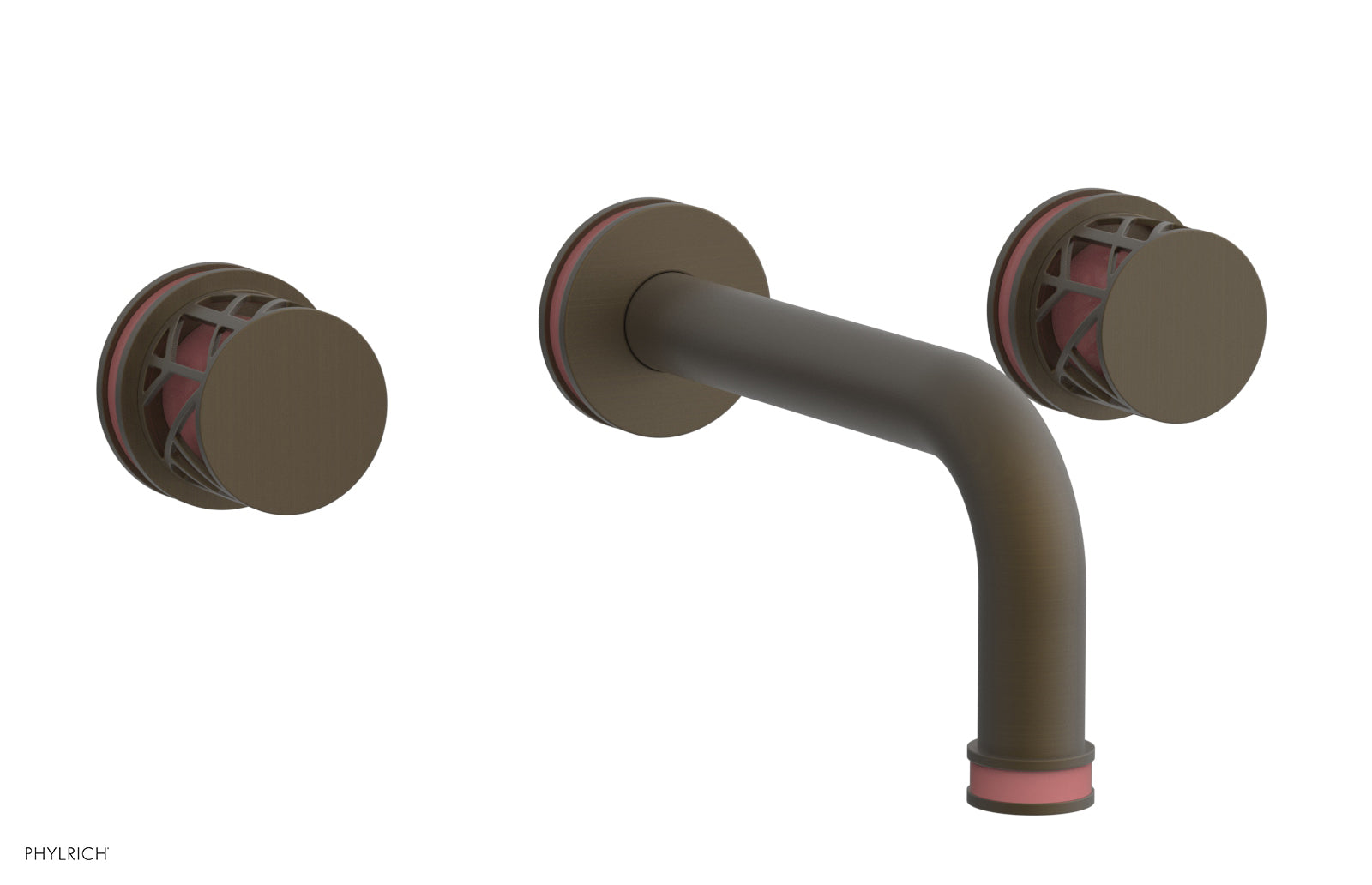 Phylrich JOLIE Wall Tub Set - Round Handles with "Pink" Accents