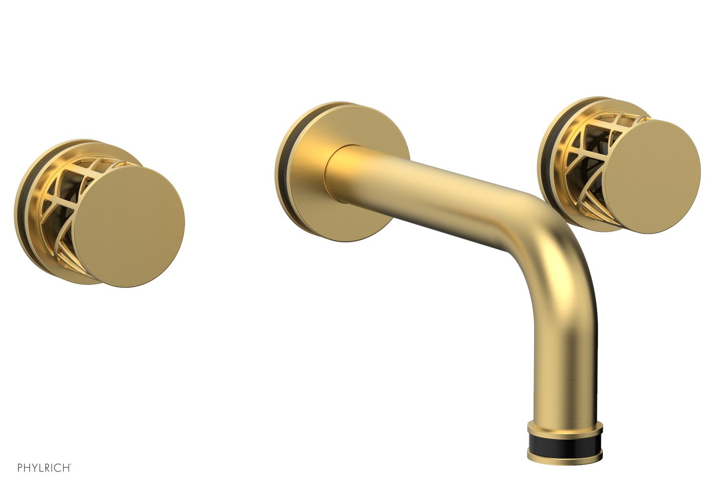 Phylrich JOLIE Wall Tub Set - Round Handles with "Black" Accents