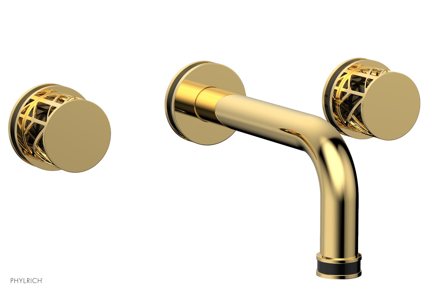 Phylrich JOLIE Wall Tub Set - Round Handles with "Black" Accents