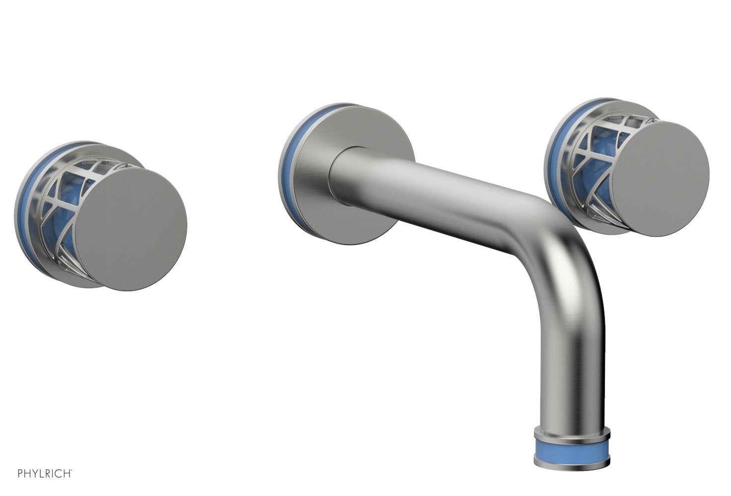 Phylrich JOLIE Wall Tub Set - Round Handles with "Light Blue" Accents