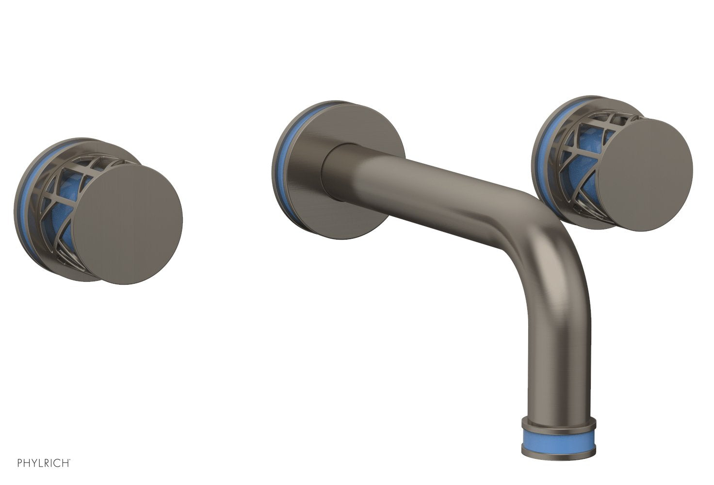 Phylrich JOLIE Wall Tub Set - Round Handles with "Light Blue" Accents