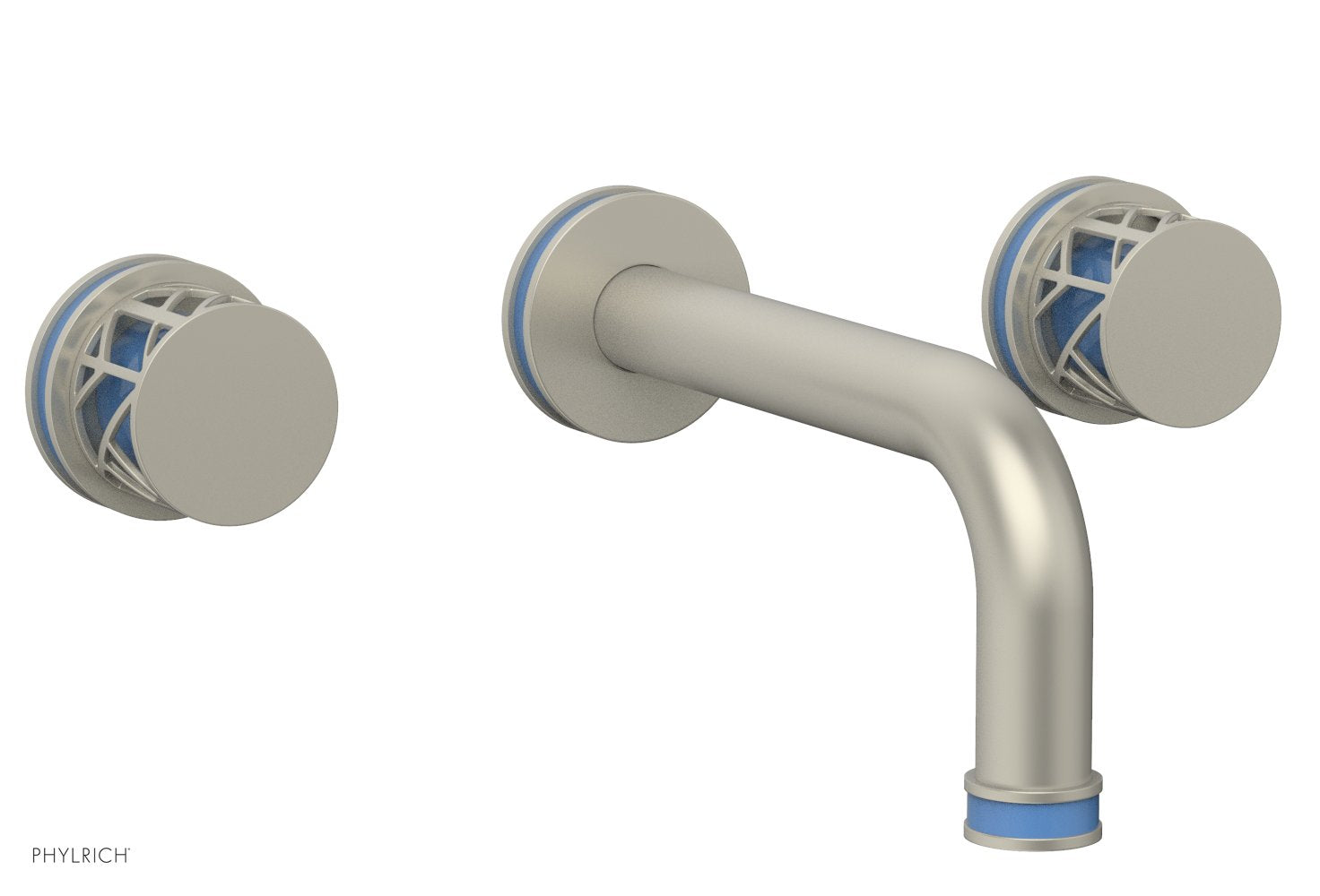 Phylrich JOLIE Wall Tub Set - Round Handles with "Light Blue" Accents