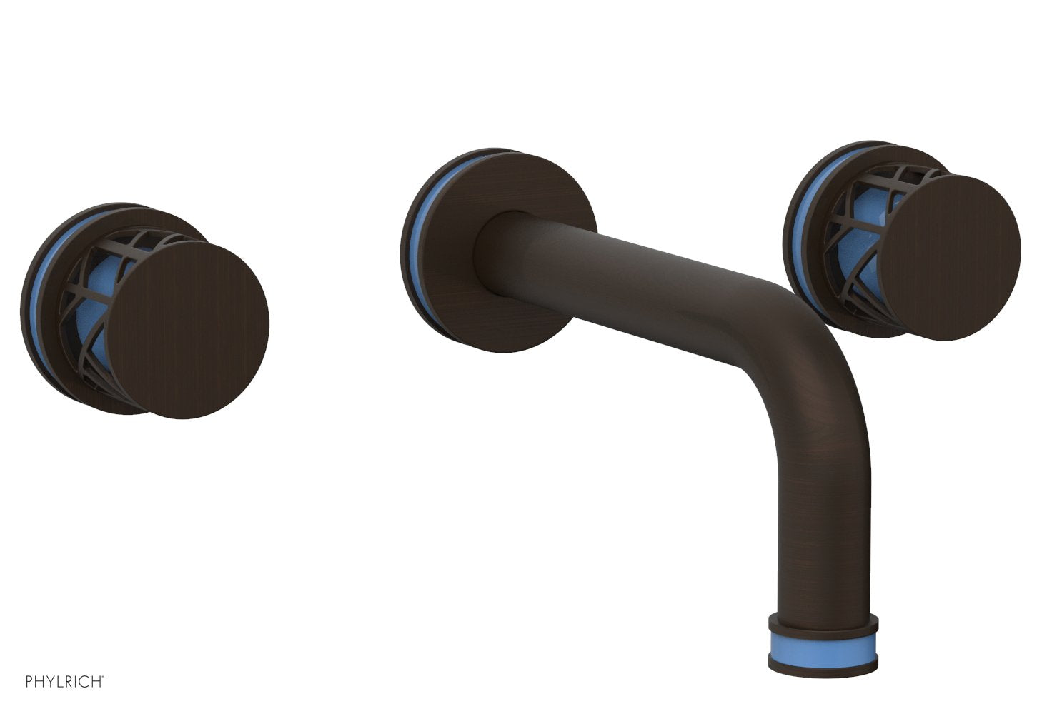 Phylrich JOLIE Wall Tub Set - Round Handles with "Light Blue" Accents