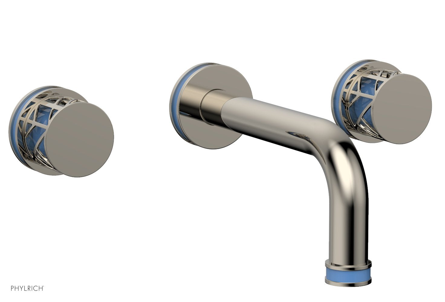 Phylrich JOLIE Wall Tub Set - Round Handles with "Light Blue" Accents