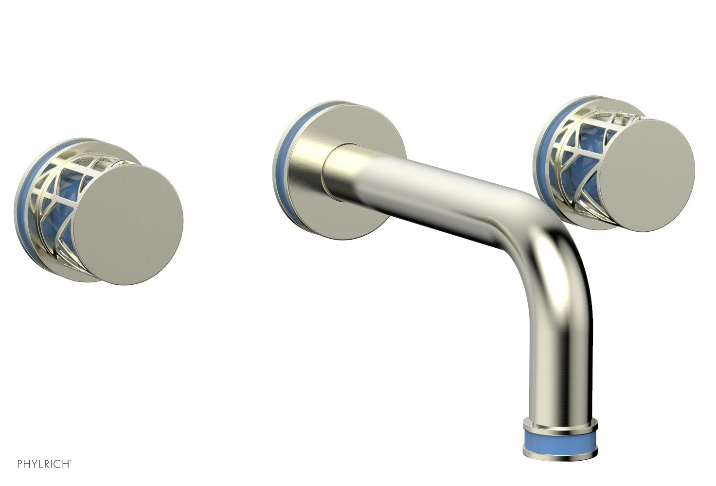 Phylrich JOLIE Wall Tub Set - Round Handles with "Light Blue" Accents