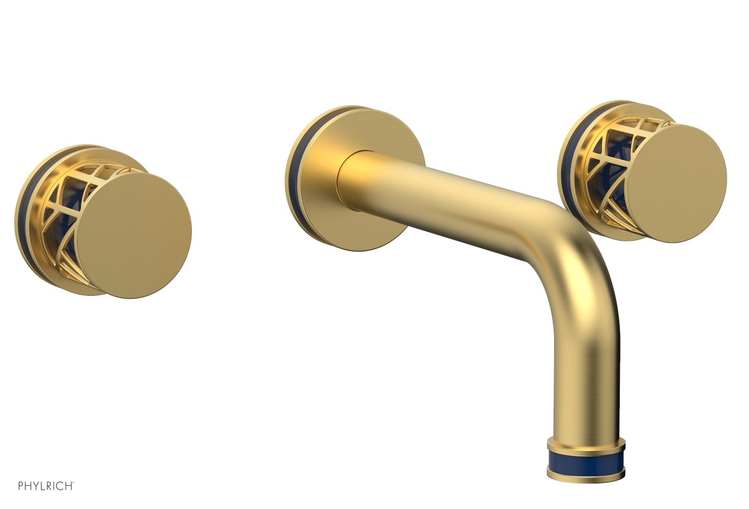 Phylrich JOLIE Wall Tub Set - Round Handles with "Navy Blue" Accents
